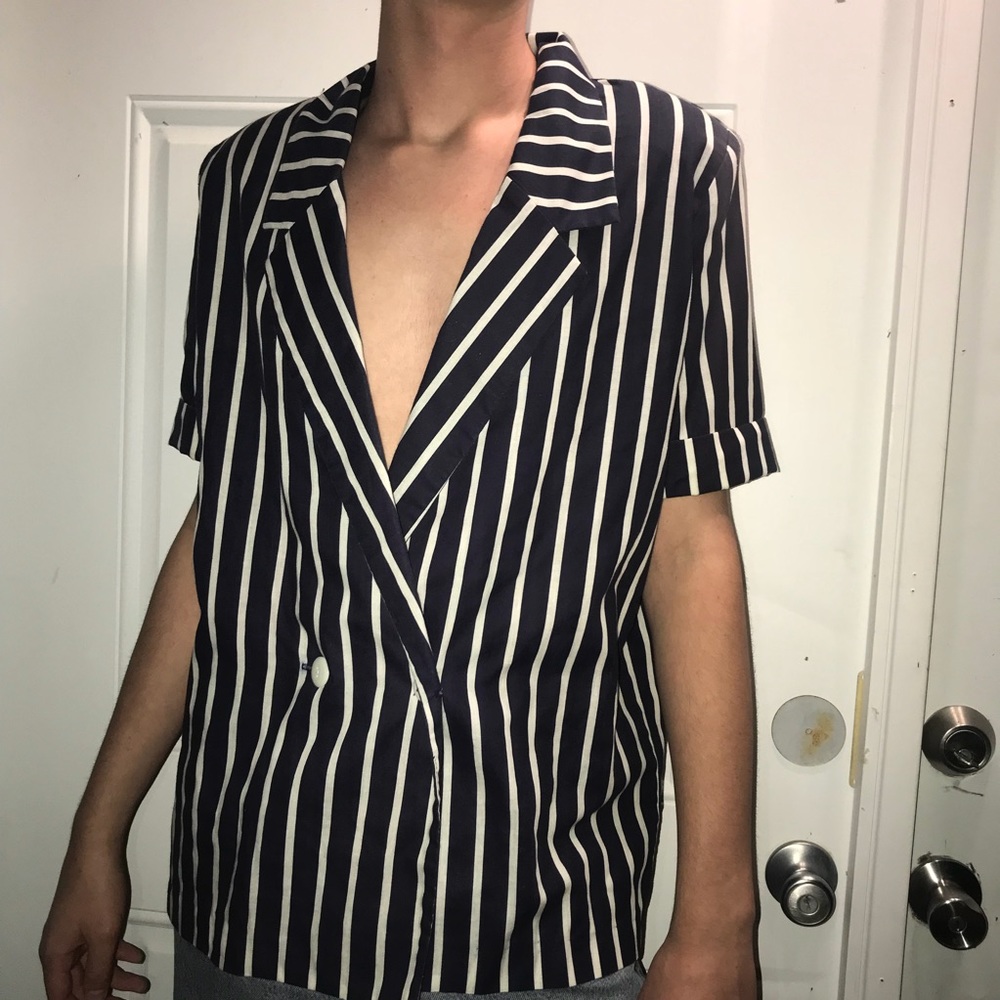 Unisex white and black blazer